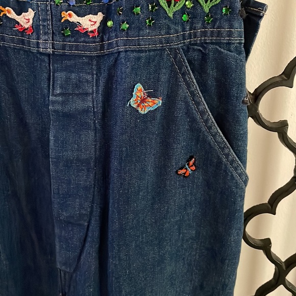 VTG 80s Embellished Women’s Denim Overalls with Appliqués - Picture 5 of 16